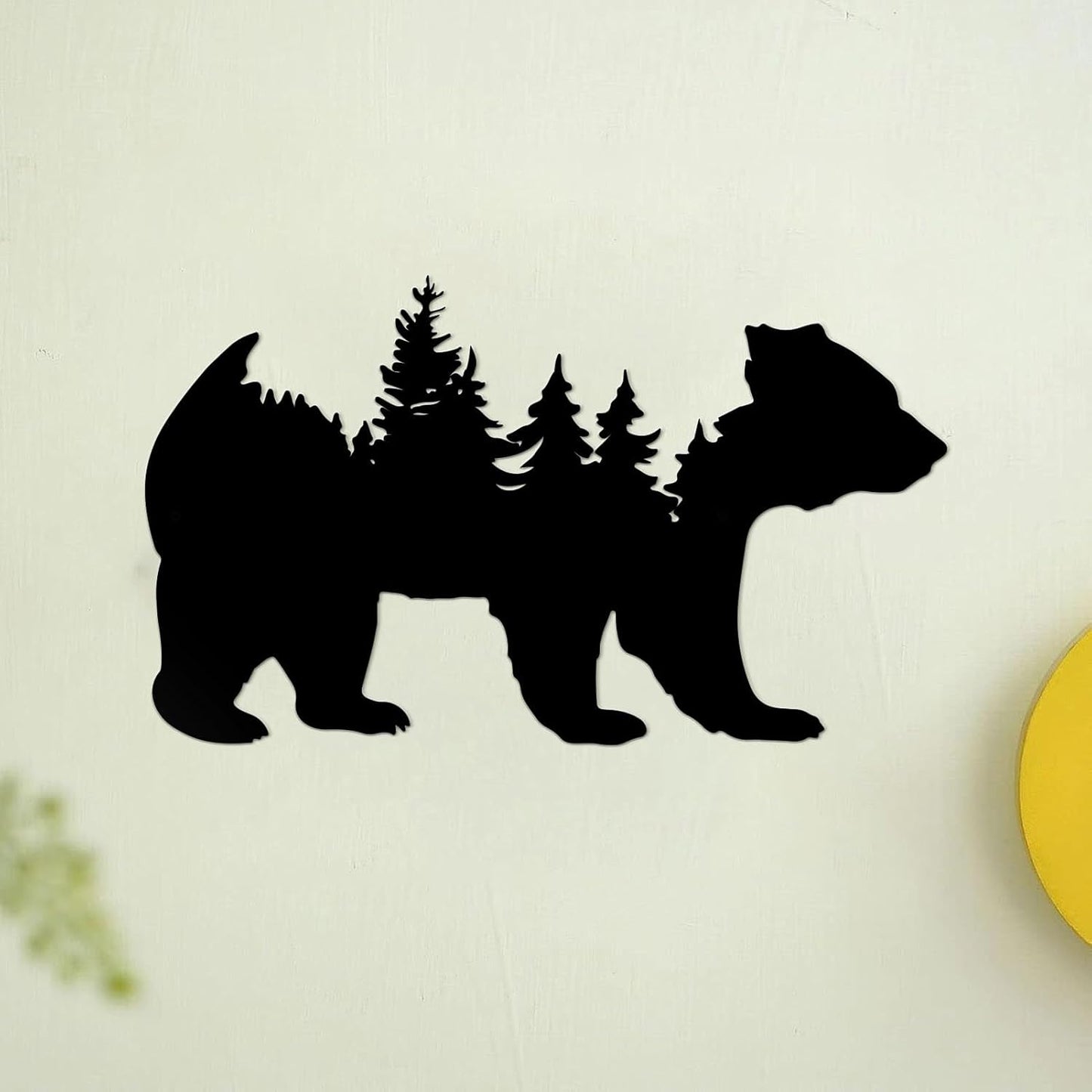 Resama Metal Wall Art - Rustic Pine Tree & Bear Design | Modern Wilderness Decor for Indoor & Outdoor Spaces (Black)