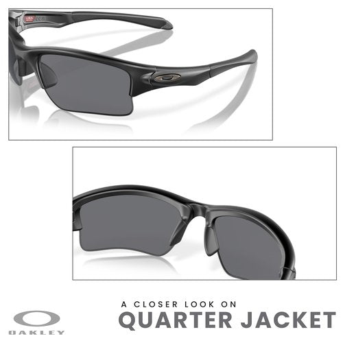 Oakley Quarter Jacket OO9200 920006 61M Matte Black/Grey Sunglasses for Juniors+Bundle Accessory Leash Kit
