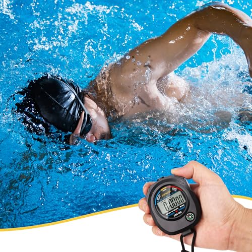 Digital Stopwatch Timer with Whistles - Water Resistant, Large Display for Sports & Coaching
