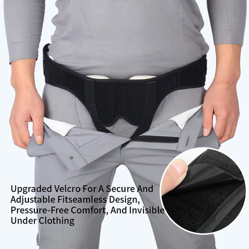 Hernia Belt Truss for Men for Women,Comfortable & Breathable Design,for Single/Double Inguinal Hernia or Sports Hernia Pain Relief,Recovery Strap with 2 Compression Pads Comfortable Material(Black, L,35"-41")