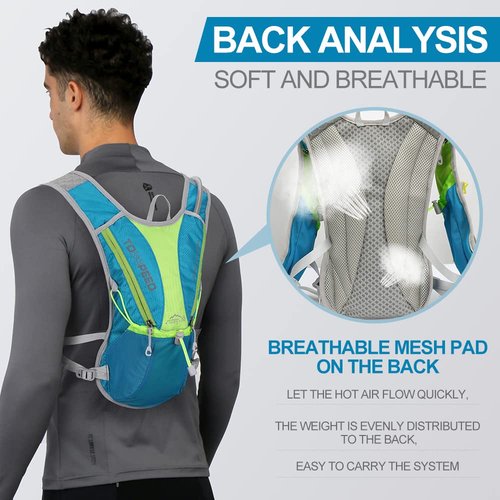 Hydration Pack Backpack, IX INOXTO Running Hydration Vest with 1.5L ( 50 oz) Water Bladder for Men Women, Lightweight Water Backpack for Hiking Cycling Climbing Camping (Light Blue)