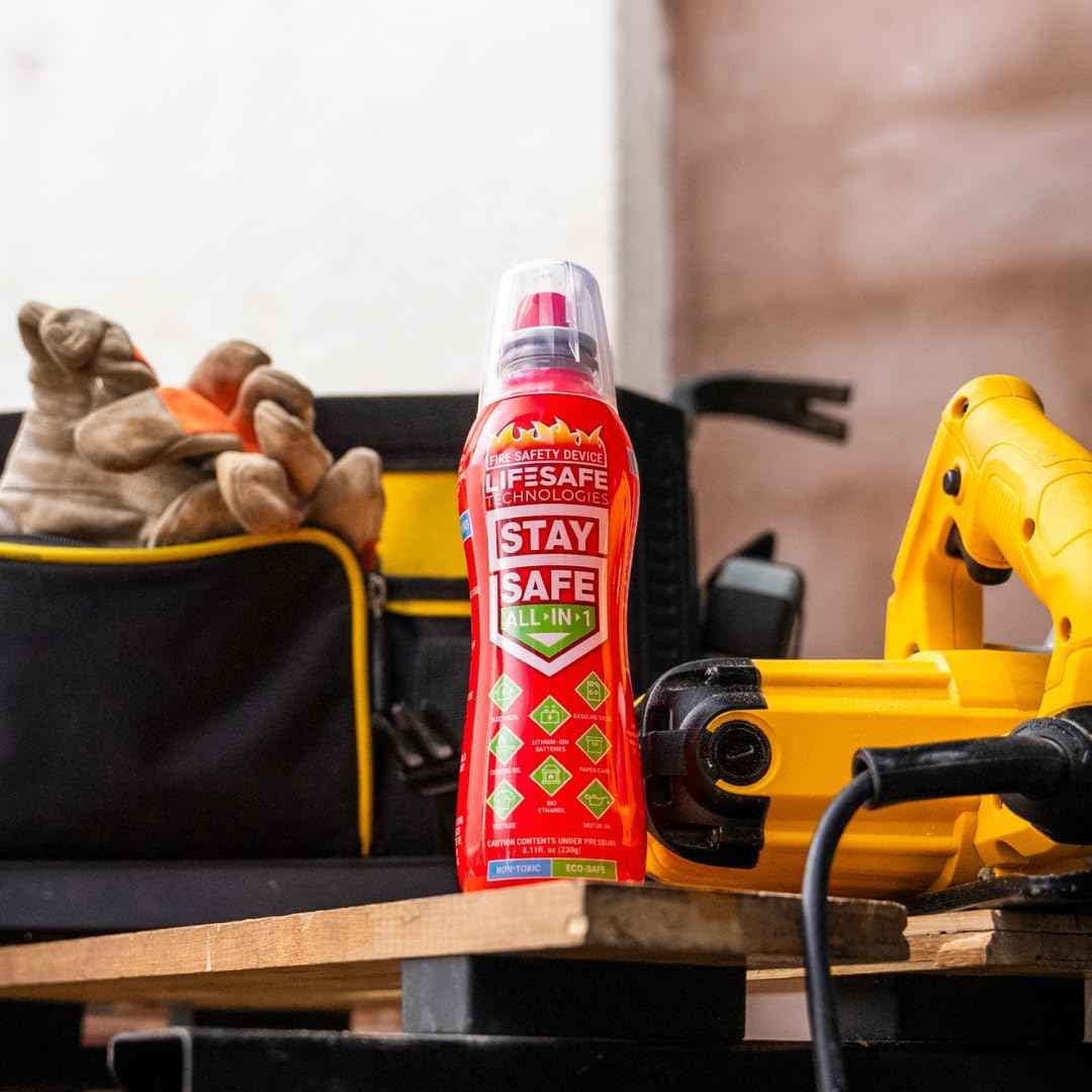 LifeSafe Technologies StaySafe All-in-1 Portable Fire Extinguishing Spray | Compact Fire Spray Smothers 10 Types of Fires | Non-Toxic, Non-Hazardous & Eco-Friendly for Home, Kitchen and Garage