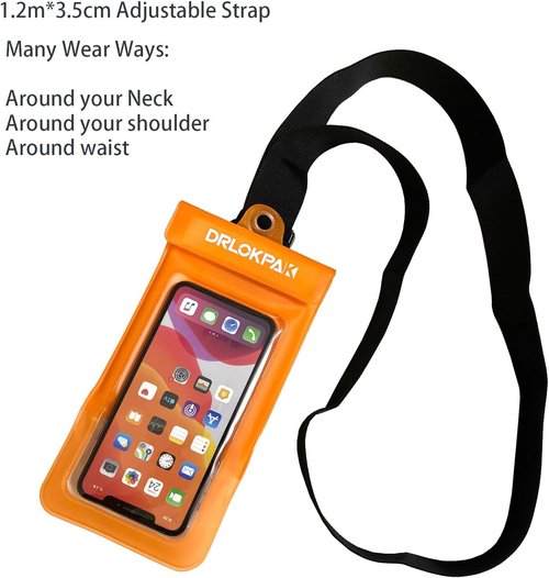 DRLOKPAK Waterproof Waist Pouch - Crossbody Chest Bag for Snorkeling & Swimming | Orange Floating Phone Case Holder