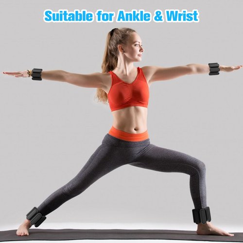 AYSOW Adjustable Wrist & Ankle Weights for Men Women, Set of 2 (1lb Each), Wearable Bangles Silicone Bracelet, Workout Resistance Weights for Yoga, Pilates, Dance, Aerobics and Walking, Black