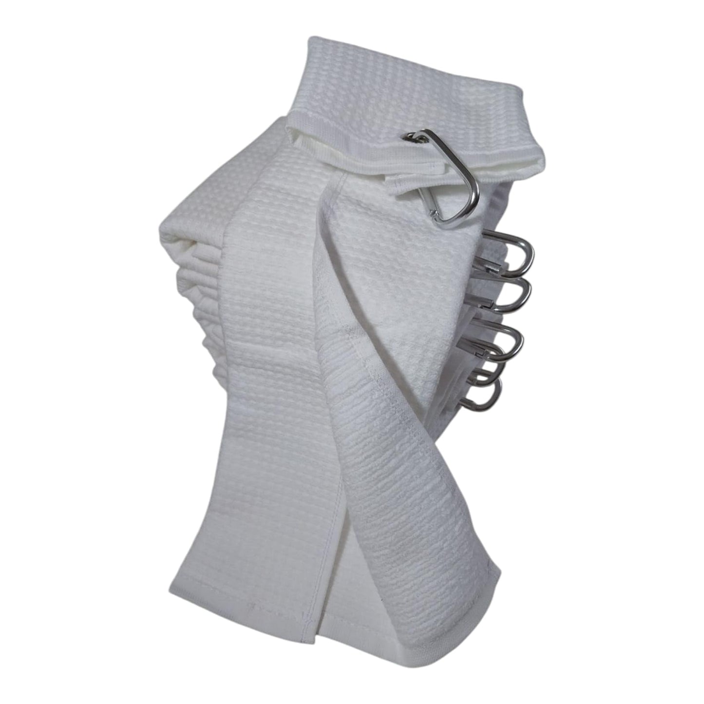 3 Pack -12"x19" Tri-fold Golf Towel with Metal Bag Clip, Cotton Terry-Waffle Cloth Golf Towels for Men&Women Lover Boyfriend Dad Gifts(White)