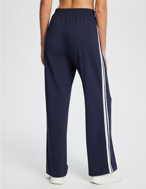 Baleaf Women's Athletic Track Pants - Straight Leg Sweatpants with Zipper Pockets | Loose Fit, Striped Design