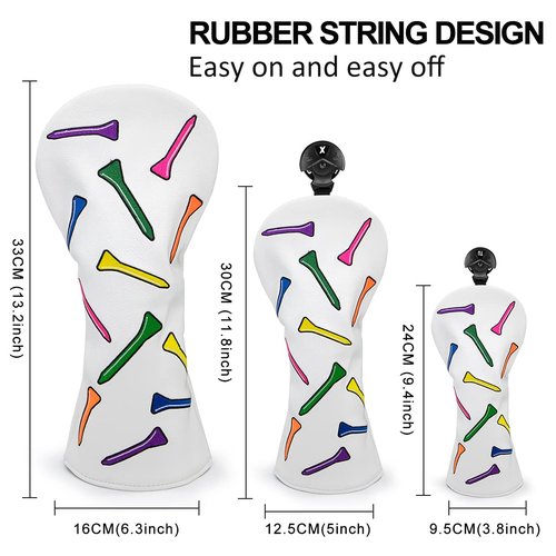 Golf Club Covers Colorful Tee Driver Cover Fairway Wood Headcover Hybrid Cover Leather 3 Wood Headcovers Mallet Putter Headcover Blade Putter Cover for Most Brands