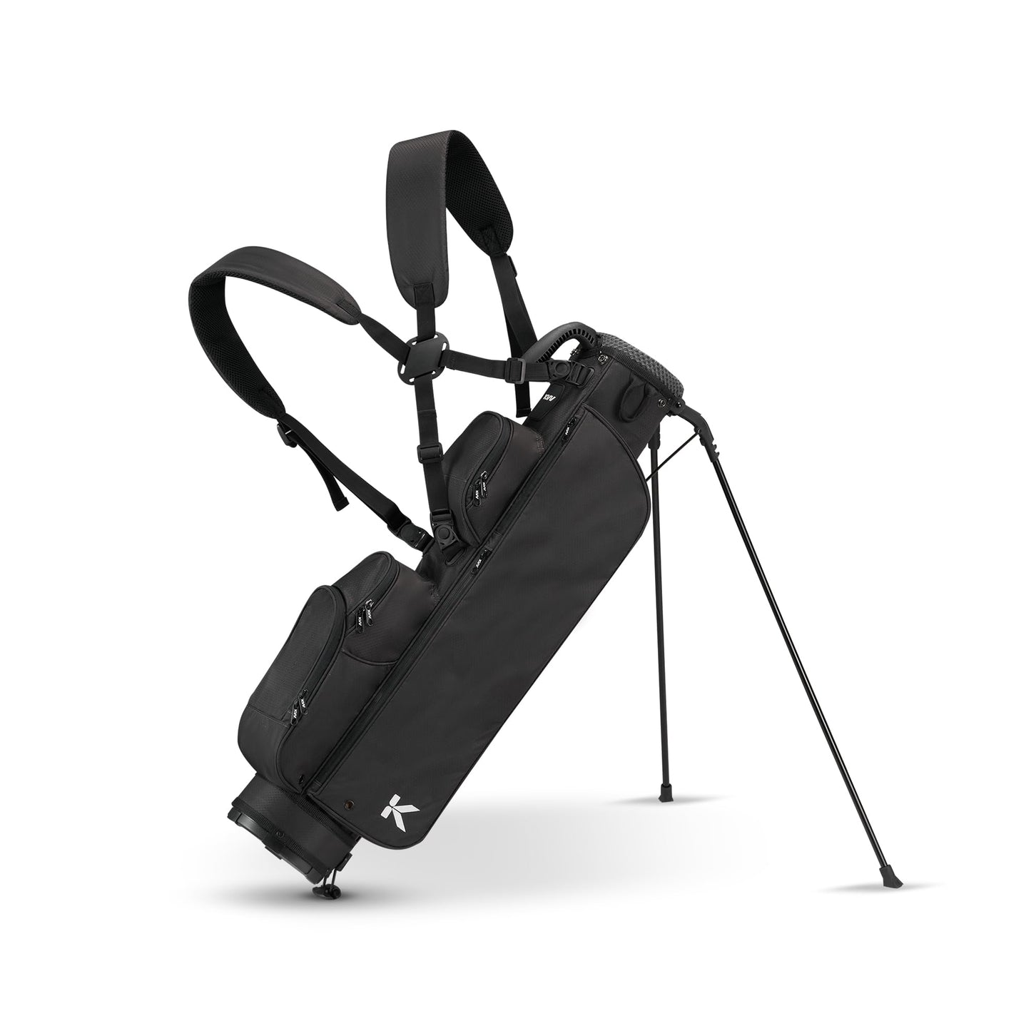 KVV Lightweight Pitch and Putt Golf Bag with Stand, Adjustable Dual Straps, Golf Stand Bag for Extra Storage in a Smaller Size(Black)