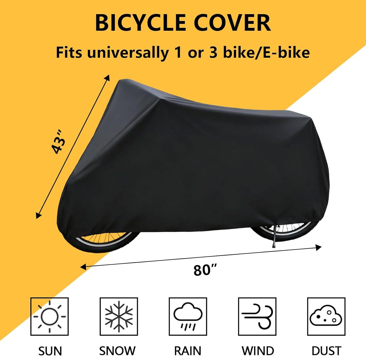 Waterproof Bike Cover - 2XL Outdoor Storage for 2-3 Bikes | Rain, Snow & Dust Resistant for Mountain & Ebike