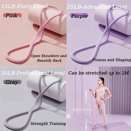 Figure 8 Resistance Band - Versatile Elastic Fitness Bands with Handles for Home Yoga & Gym Workouts