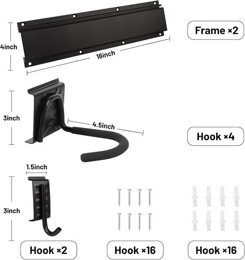 Bike Storage Rack - Wall Mount Garage Hanger for 3 Bicycles & 2 Helmets | Adjustable, Holds Up to 200 lbs