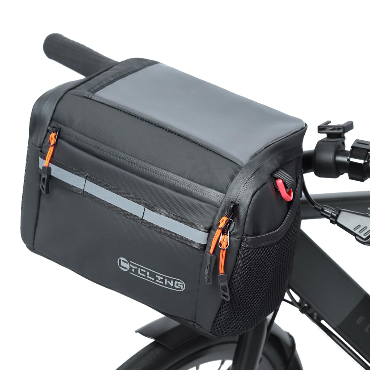 Danuosie Bike Handlebar Bag, Insulated Cooler Front Frame Bag with Touch Screen Phone Holder, 4L Water Resistant Bicycle Basket Storage Pouch, Convertible Shoulder Pack for Ebike MTB Road