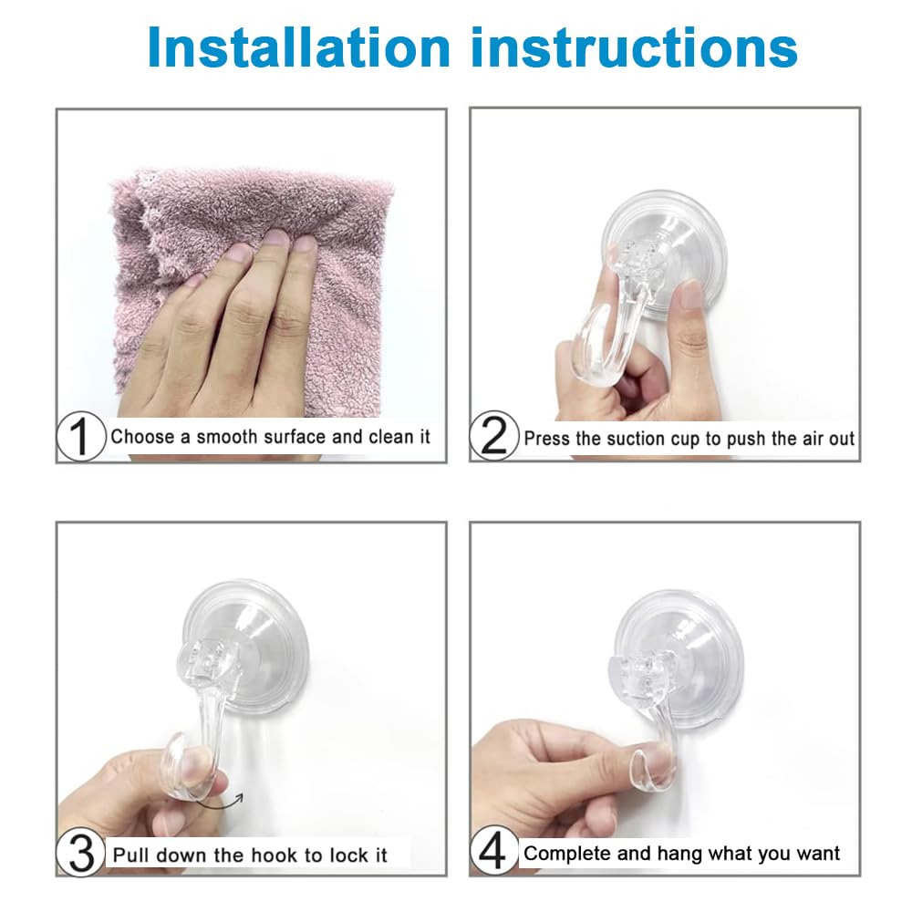 3 Pack Clear Suction Cup Hooks, Heavy-Duty Reusable Wreath Hangers for Glass Windows Smooth Doors, Waterproof Suction Cup Hooks for Shower Bathroom kitchenware and Christmas Wreaths,Up to 15 lbs (3)