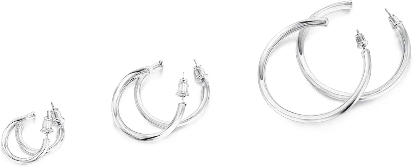 PAVOI 14K Gold Plated Hoop Earrings - Lightweight 2mm Thick Infinity Loop Design for Women