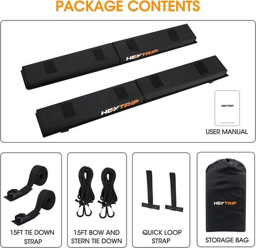 HEYTRIP Roof Rack Pads - 30" Aero Crossbar Pads for Kayak, Surfboard, SUP, Canoe | Includes 15FT Tie-Down Straps & Storage Bag