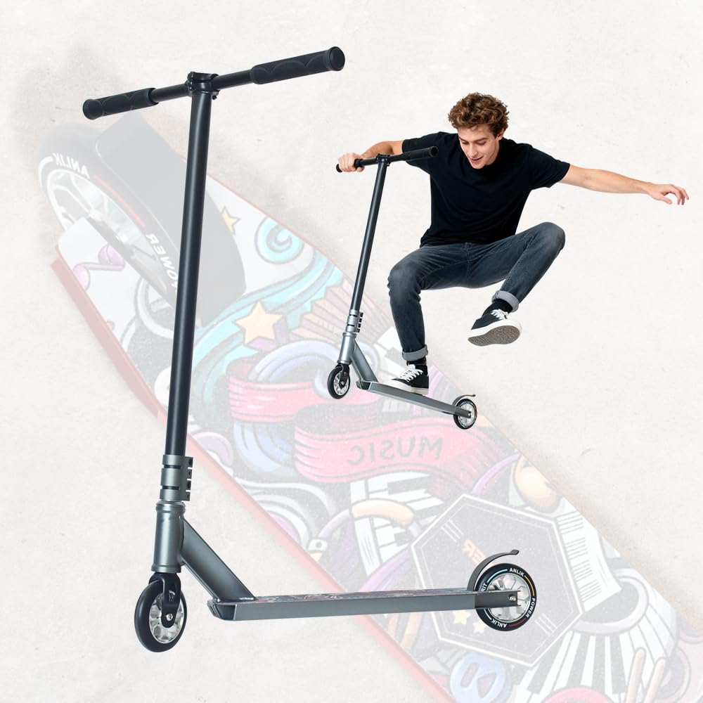Pro Freestyle Stunt Scooter – Lightweight Aluminum Trick Kick Scooter with 110mm Wheels, Reinforced T6 Deck & ABEC-9 Bearings | Kids, Teens & Adults 8+ (Emerald Blue)