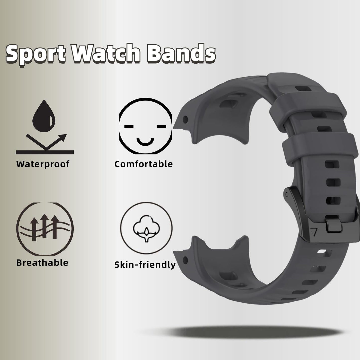 QHBAMD Silicone Watch Band Compatible for Garmin Instinct E 40mm/45mm - Soft Breathable Waterproof Strap for Men Women, Adjustable Sport Wristband with PC Case Bumper (Graphite Grey,40MM)