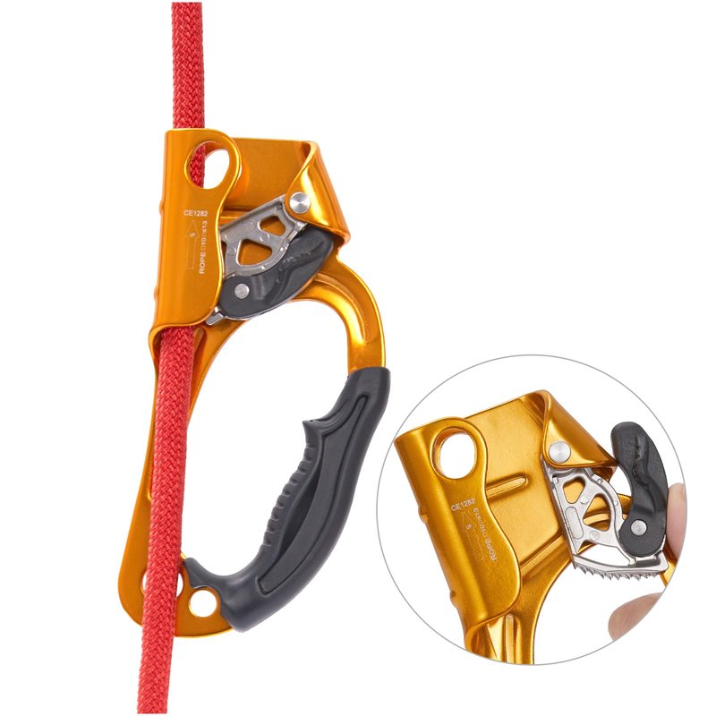 RESQT Hand Ascender, Rock Climbing Tree Arborist Rappelling Gear Equipment Rope Ascender Rope Clamp for 8~13MM Rope(Right Hand-Orange)