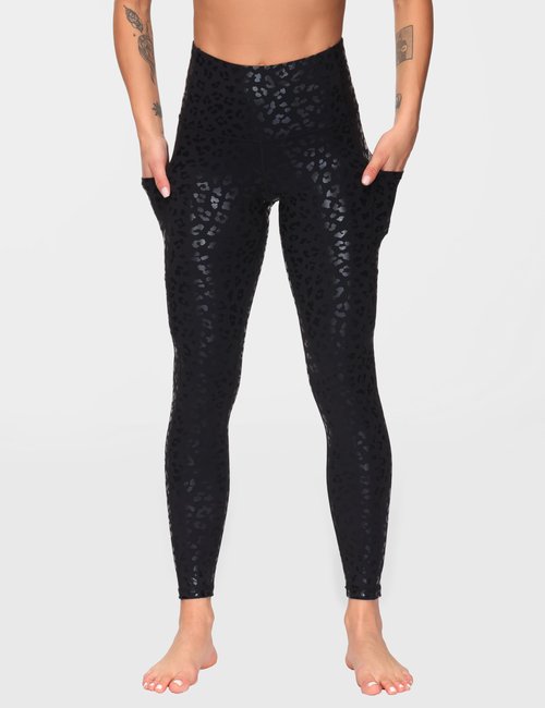 THE GYM PEOPLE Women's High Waist Yoga Pants Soft Tummy Control Athletic Workout Leggings with Deep Pockets Black Leopard