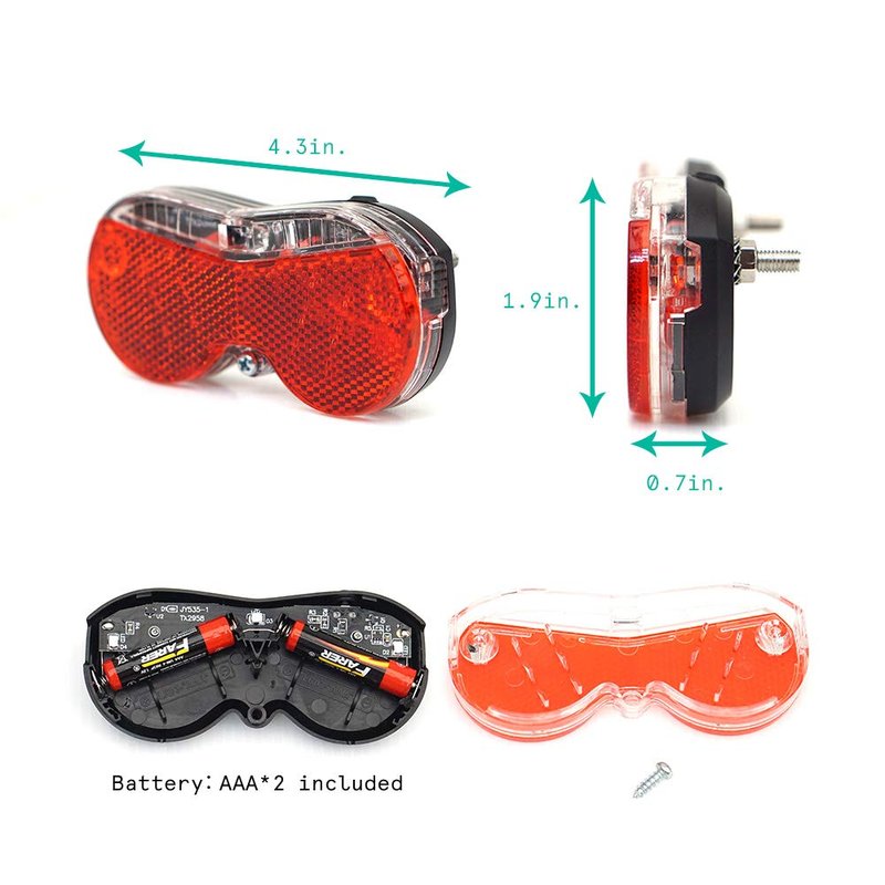 Vincita Rear Carrier Light 3 Super Bright Red LED, Quick-Release with Batteries for Bicycles & Bikes