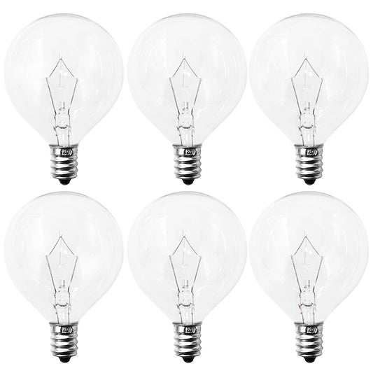 40 Watt E12 Candelabra Base Round Bulbs,G50 Light Bulbs for Full Size Scentsy Warmer,Chandelier,Decorative Vanity Lights,Ceiling Fans Lights,120V Dimmable Globe G16 1/2 Bulb,2700K Warm White,6 Pack