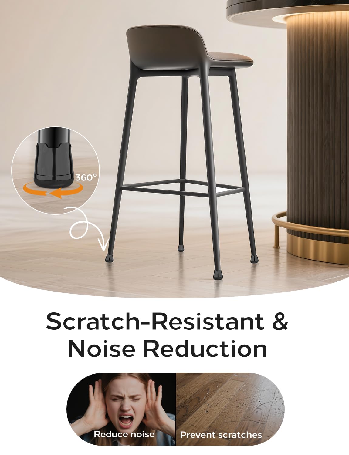 yomanta Upgrade 24 PCS Silicone & Felt Chair Leg Floor Protectors for Hardwood Floors - Furniture Pads, Chair Leg Covers/Cups - No Noise & Scratch-Proof - Round M (Fits 1"-1 3/16" / 26-30mm), Black