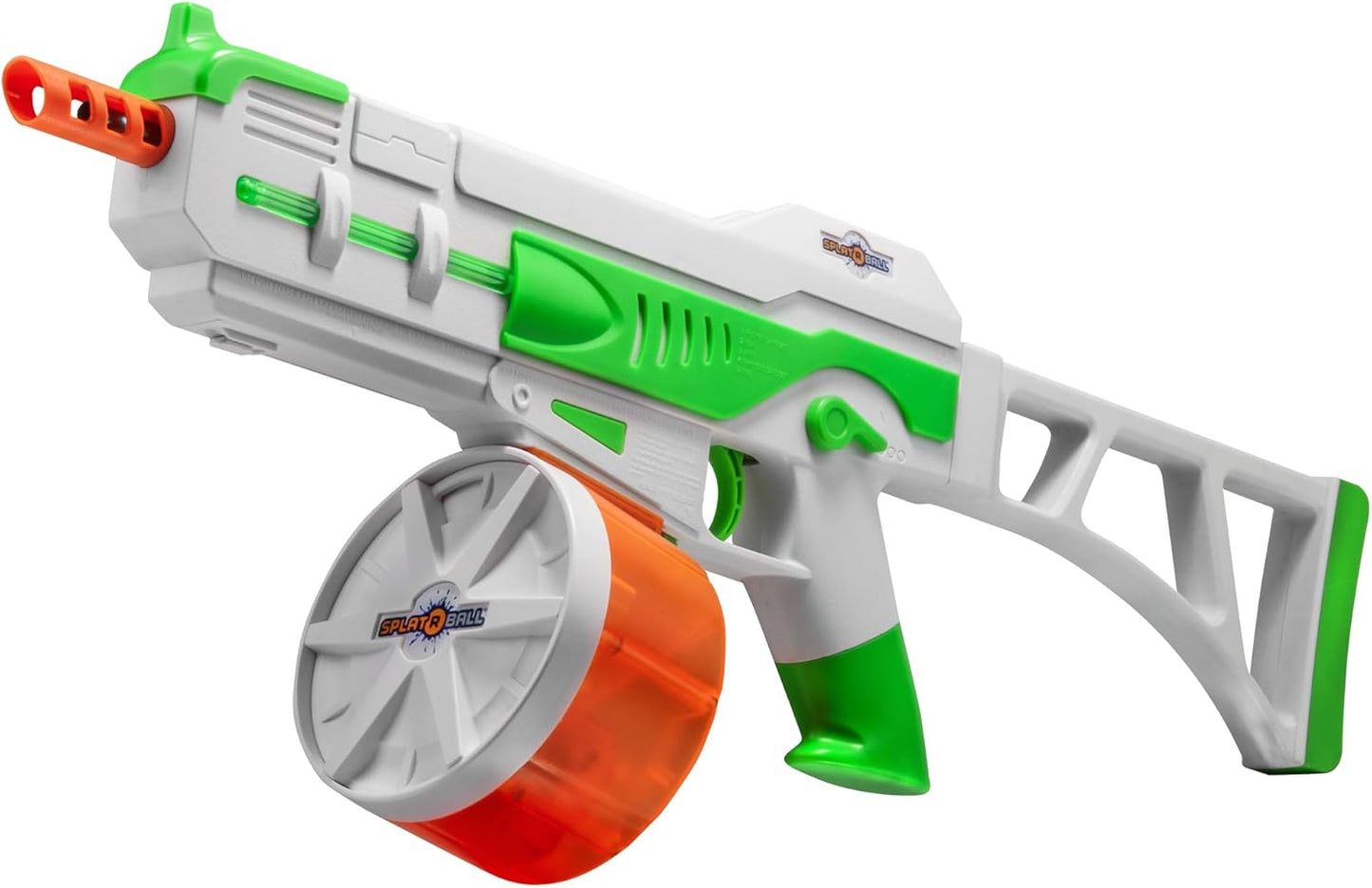 SplatRBall SRB1200 Water Gel Ball Blaster Kit - Glow-in-the-Dark, LED Lights, 225 FPS, 1200-Round Drum - Green/White