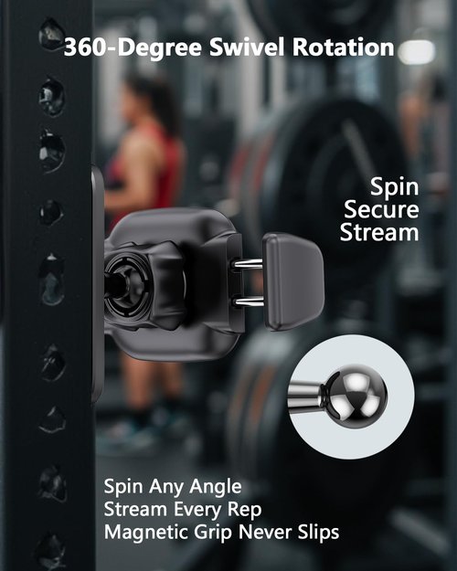 EPhemeralLuxe Gym Magnetic Phone Holder, 360° Adjustable Magnetic Phone Mount for Gym Attach to Metal Surface, Fitness Equipment Accessories for HIIT Timers Home Gym and Golf Cart