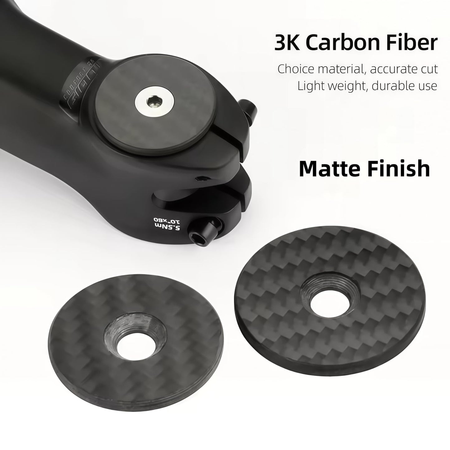 Joxvizx Carbon Bicycle Stem Headset Top Cap Cover, Bike Headsets Caps 28.6/31.8mm OD2 with W/M6*30mm Titanium Bolt&Screw, for 1-1/8 1-1/4 MTB Mountain Road Bikes Forks Steering Tube (31.8 Black Ti)
