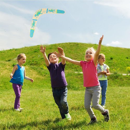 Boomerang | Handmade Wooden Authentic V-Shaped Boomerang for Kids & Adults - Blue, Ages 10+