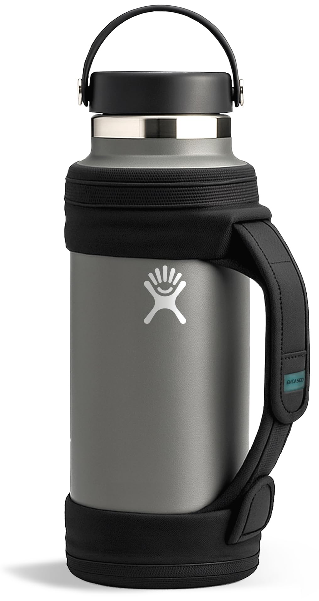 ENCASED Hand Strap Boot Designed for Hydro Flask 32 and 40 Oz Wide Cap Water Bottles, Protective Bottle Holder with Adjustable Neoprene Carrying Handle (Black)