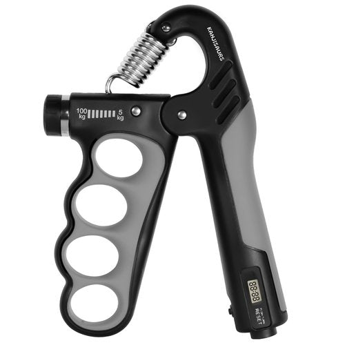 KANJISAURS Grip Strength Trainer, Adjustable Resistance Forearm Strengthener with 11-220Lbs (5-100KG), Digital Counter, Ergonomic Hand Gripper Strengthener for Musicians, Athletes & Injury Recovery