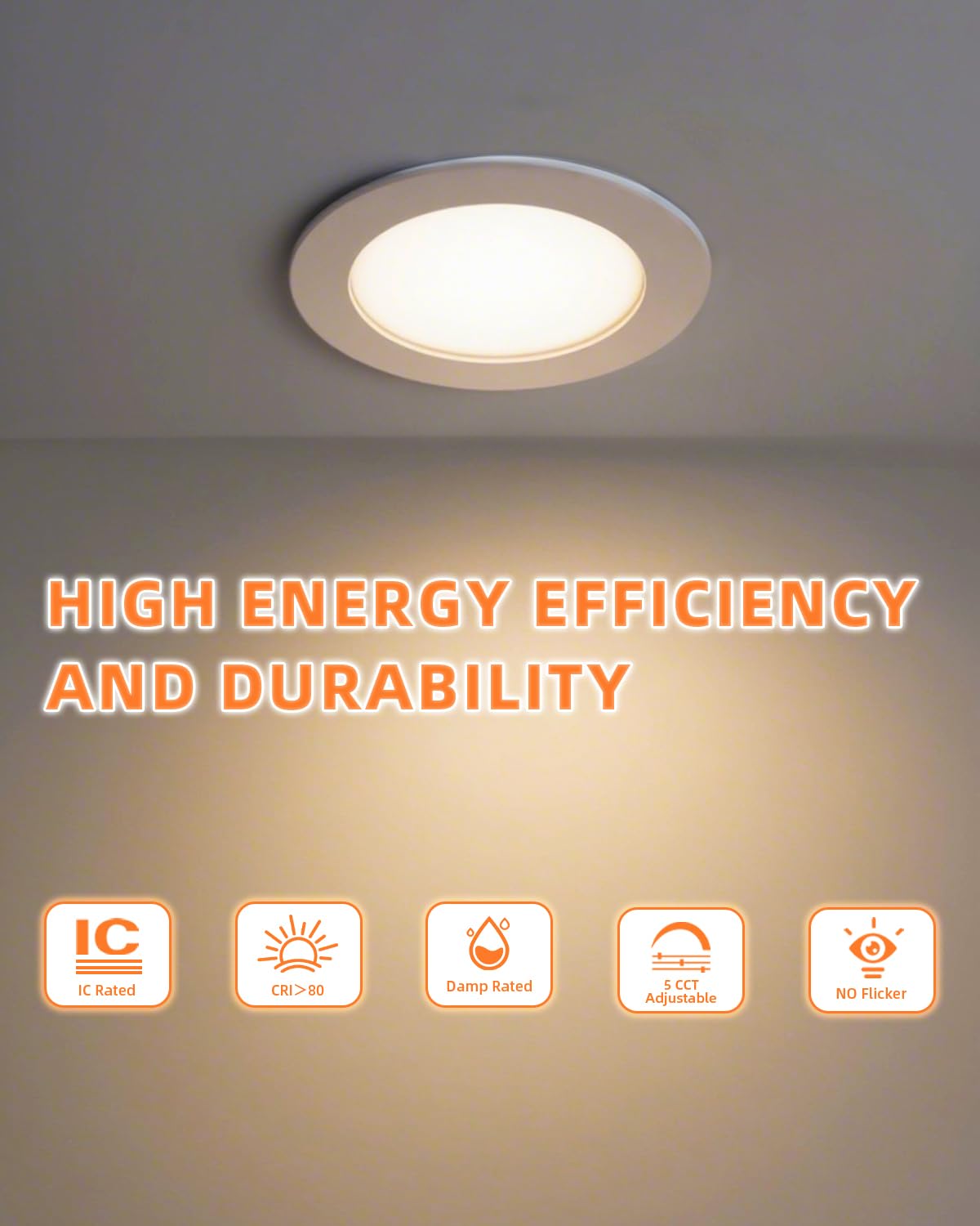 ZYC Recessed Lighting 6 Inch - 12W Ultra-Thin LED Ceiling Lights,2700-5000K Selectable,5CCT Dimmable Canless Wafer Downlight,1100LM Hight Brightness,Dimmable Can Light,Pack of 12 White.