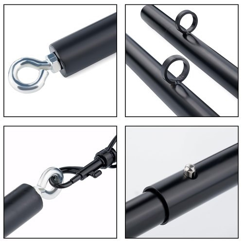 Spreader Bar Heavy Duty Stainless Steel Expandable Black Bar Home Gym with 4pcs Furry Purple Adjustable Strap,Sports Aid Training Fitness Gear Pilates Aid Kit,Indoor Yoga Set