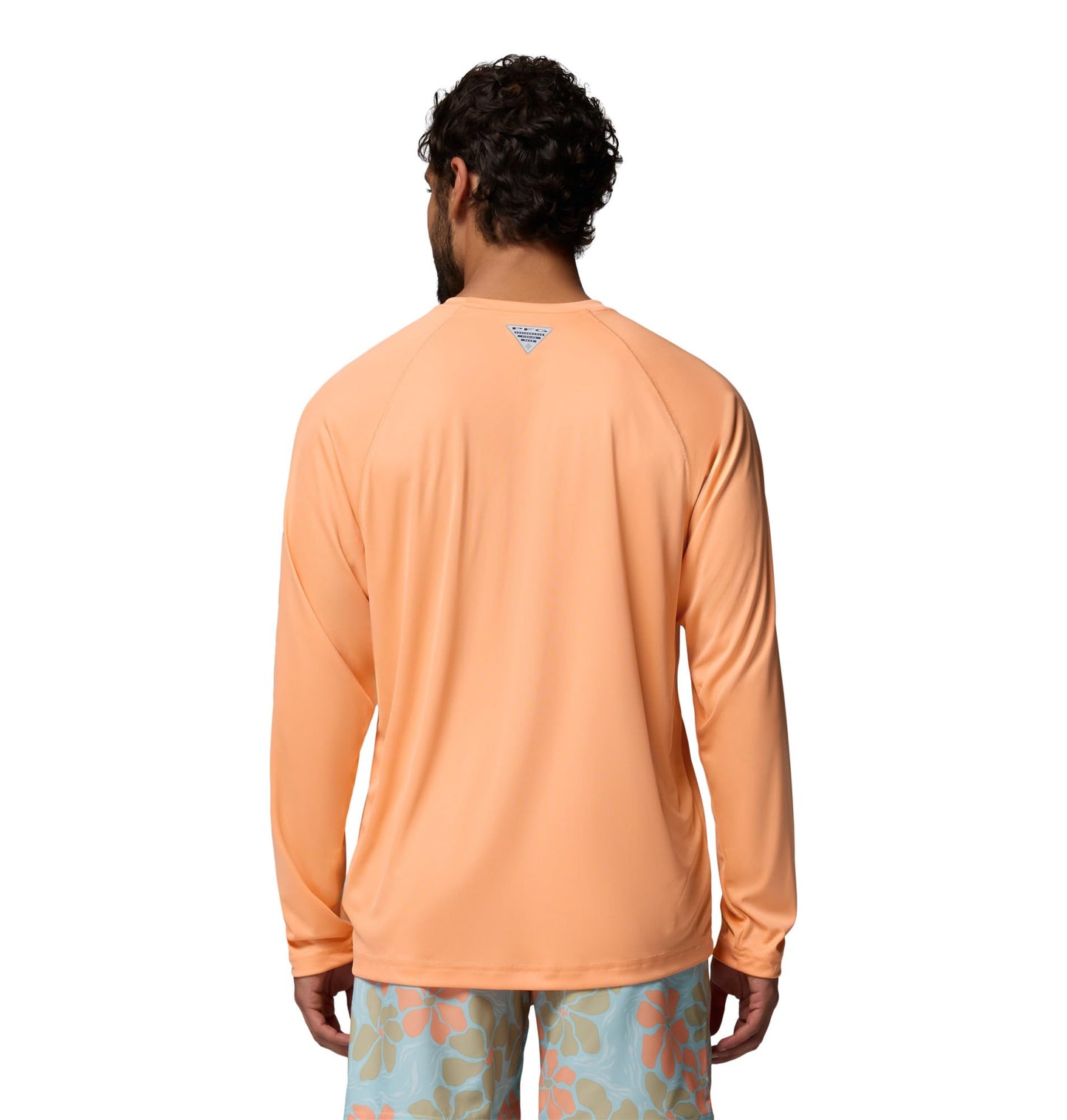 Columbia Men's PFG Terminal Tackle Long Sleeve Fishing Shirt, Bright Nectar/Ocean Teal Logo, Large