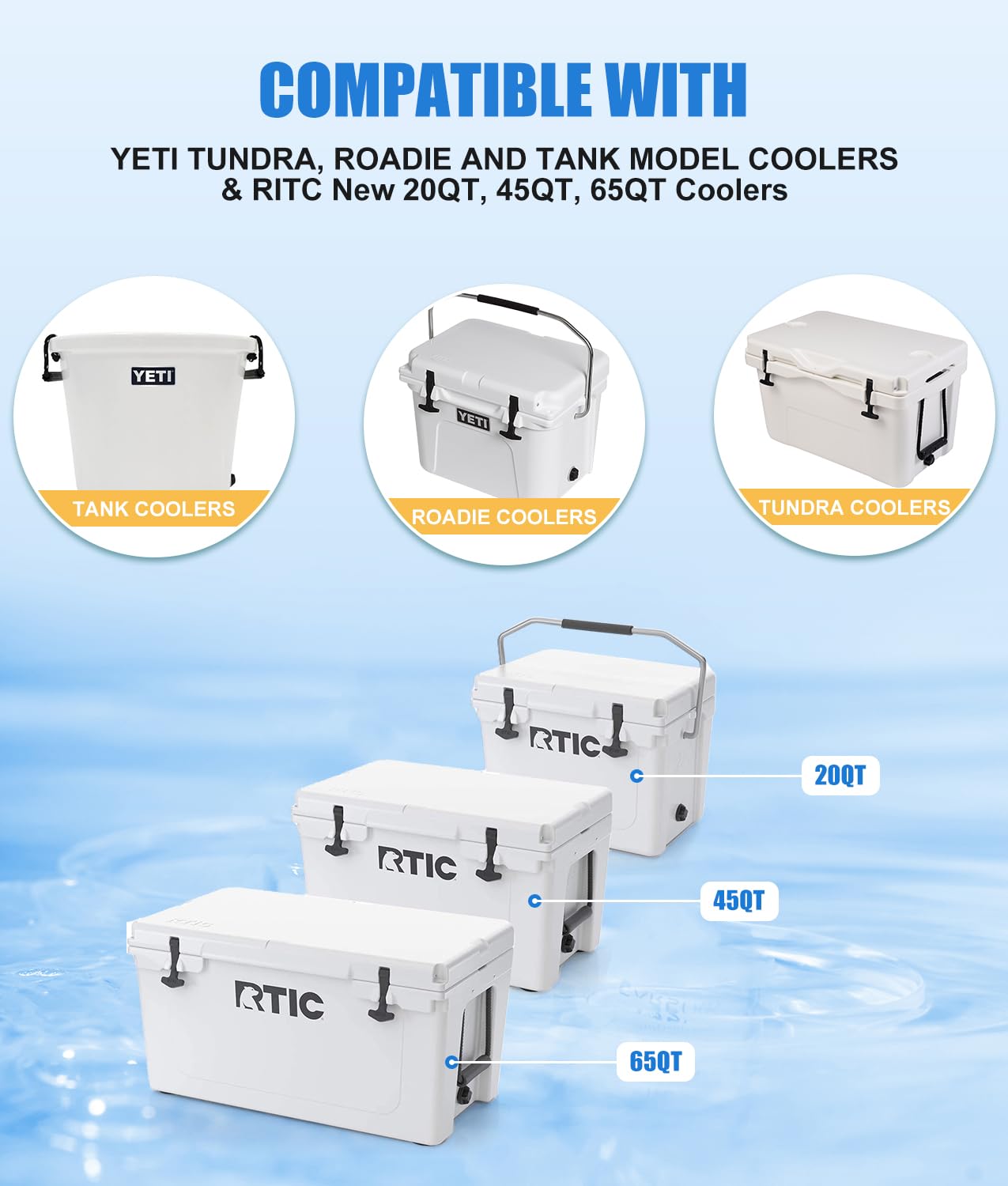 WADEO Cooler Drain Plug Hose Connection, Replacement Drain Plug with PVC Garden Hose Shut Off Valve for YETI Cooler, YETI Tundra Cooler, Roadie Cooler, Tank Cooler and RTIC 20QT, 45QT, 65QT Cooler