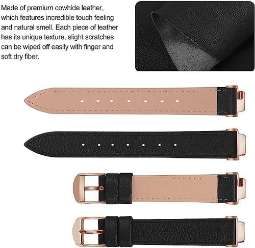 TUV PLNT Bands Compatible with Inspire 3 Women Men, Leather Accessories Strap Wrist Band Compatible with Inspire 3 (Inspire 3, Black/Rose Gold)
