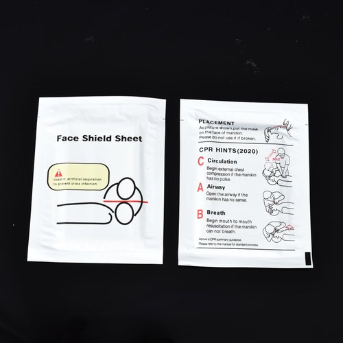 200 Pack CPR Training Face Shields, Individually Wrapped, Latex-Free Disposable Barriers for CPR Manikin Practice, Classroom Instruction and First Aid Training