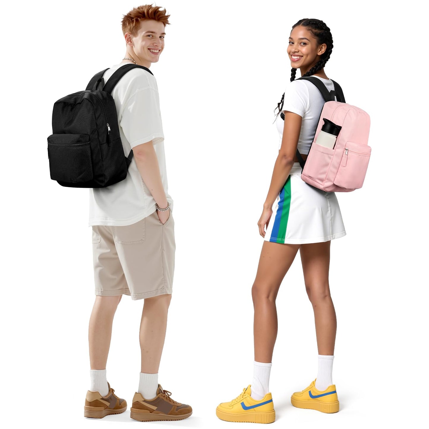 ZORFIN Simple Backpack for School Work Travel: Lightweight Bookbag for Girls and Boys - Water Resistant Backpacks for Men and Women - Red