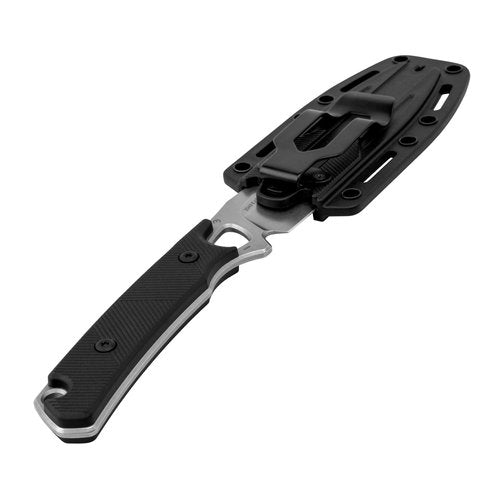 Kershaw Steppe Fixed Blade Knife, Black and Gray Design, 3.55 Inch Steel Drop Point Blade, Full Tang Design, EDC, Nylon Sheath and Belt Clip, Everyday Carry Knife for Men and Women
