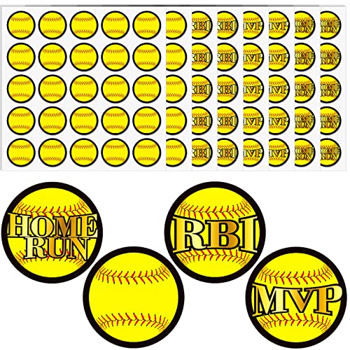 200 Pcs Softball Award Stickers - Self Adhesive Decals