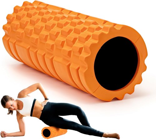 Krightlink Foam Roller - High Density 13" Patented Muscle Massage Tool | Relieves Pain & Improves Mobility (Orange)