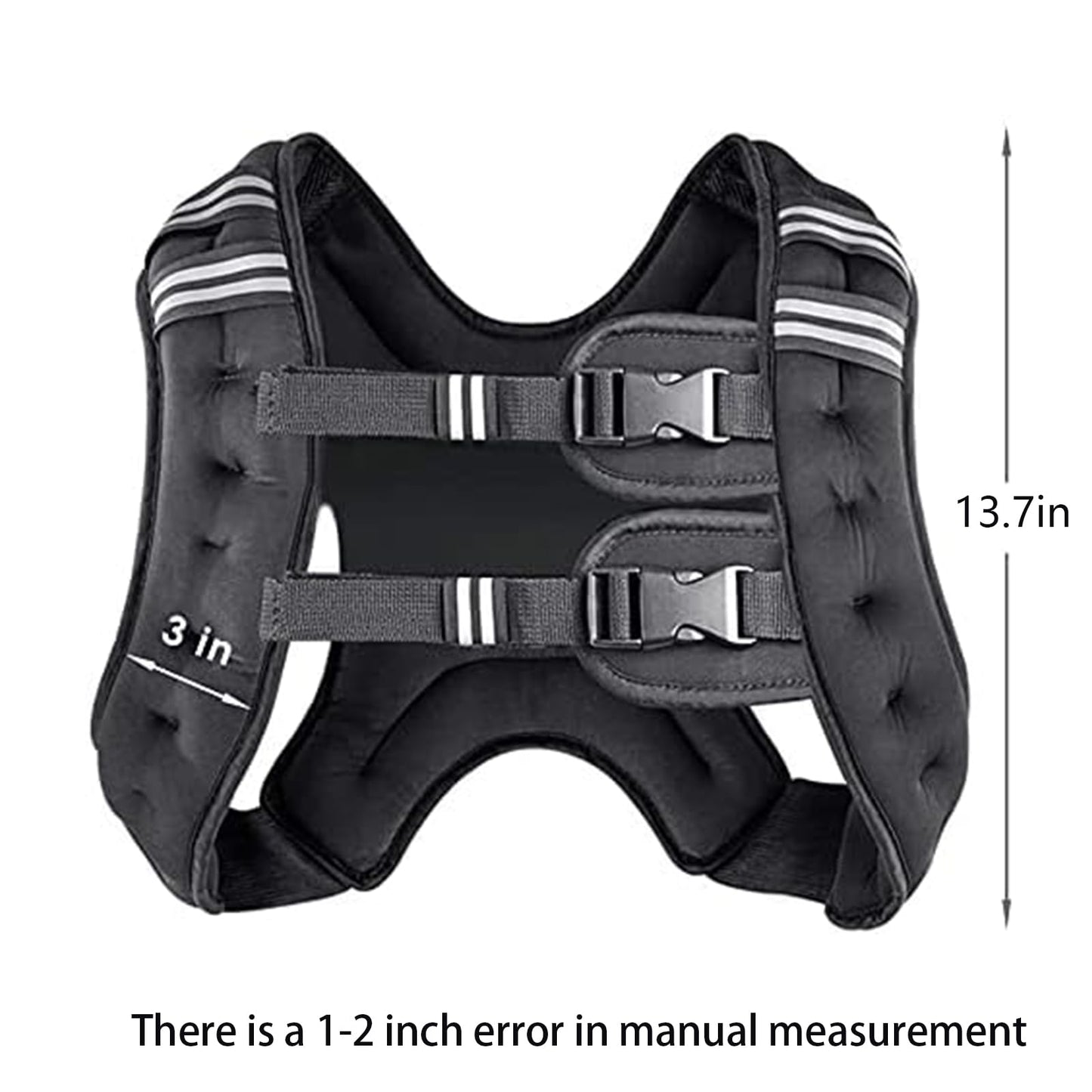 Prodigen Weighted Vest for Women and Men 12 Lbs with Reflective Stripe and Double Adjustable Buckle Straps Weight Vests for Strength Training, Jogging, Cardio, Weight Loss, Muscle Building, Black