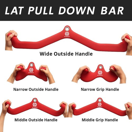 WNOEY LAT Pulldown Attachment,Back Tricep Bar Strength Training,Handle Grips LAT Pull Down Bar Press Down Exercises,Cable Machine Accessories, Cable Back Attachments for Home Gym