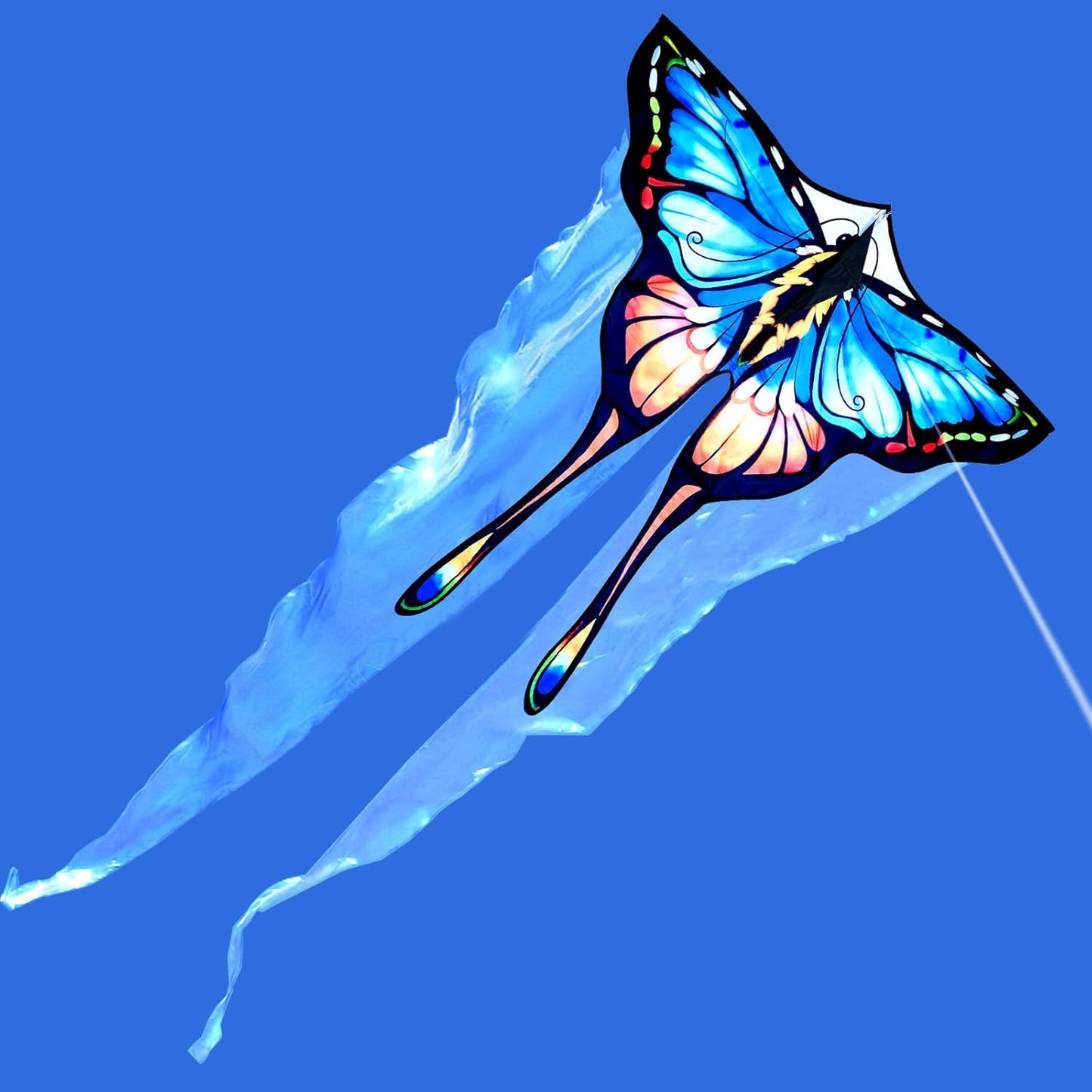 SGftre Beautiful Blue Tulle Butterfly Kite - Easy to Fly for Kids Ages 4-8 | Perfect Outdoor Fun
