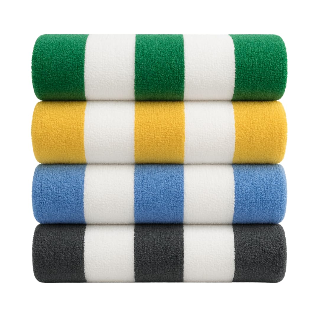 9Threads Cotton Turkish Beach Towel with Towels Oversized 30"x60" Pool Absorbent Extra Large Quick Dry Sand Travel Towel (Cabana Mix, 4 Pack)