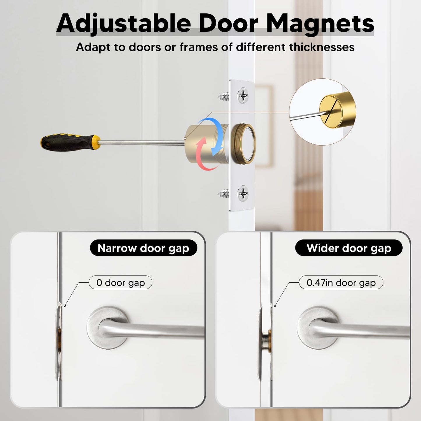 Closet Magnetic Door Catch, Strong Magnetic Ball Catch for Top of Door, Ball Catch Replacement, Adjustable Magnetic Door Latch, Silver Door Magnet, 2 Pack French Ball Catch for Top of Door