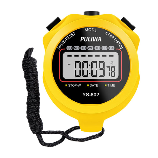 PULIVIA Stopwatch Timer, Digital Stop-Watch for Sports, Yellow