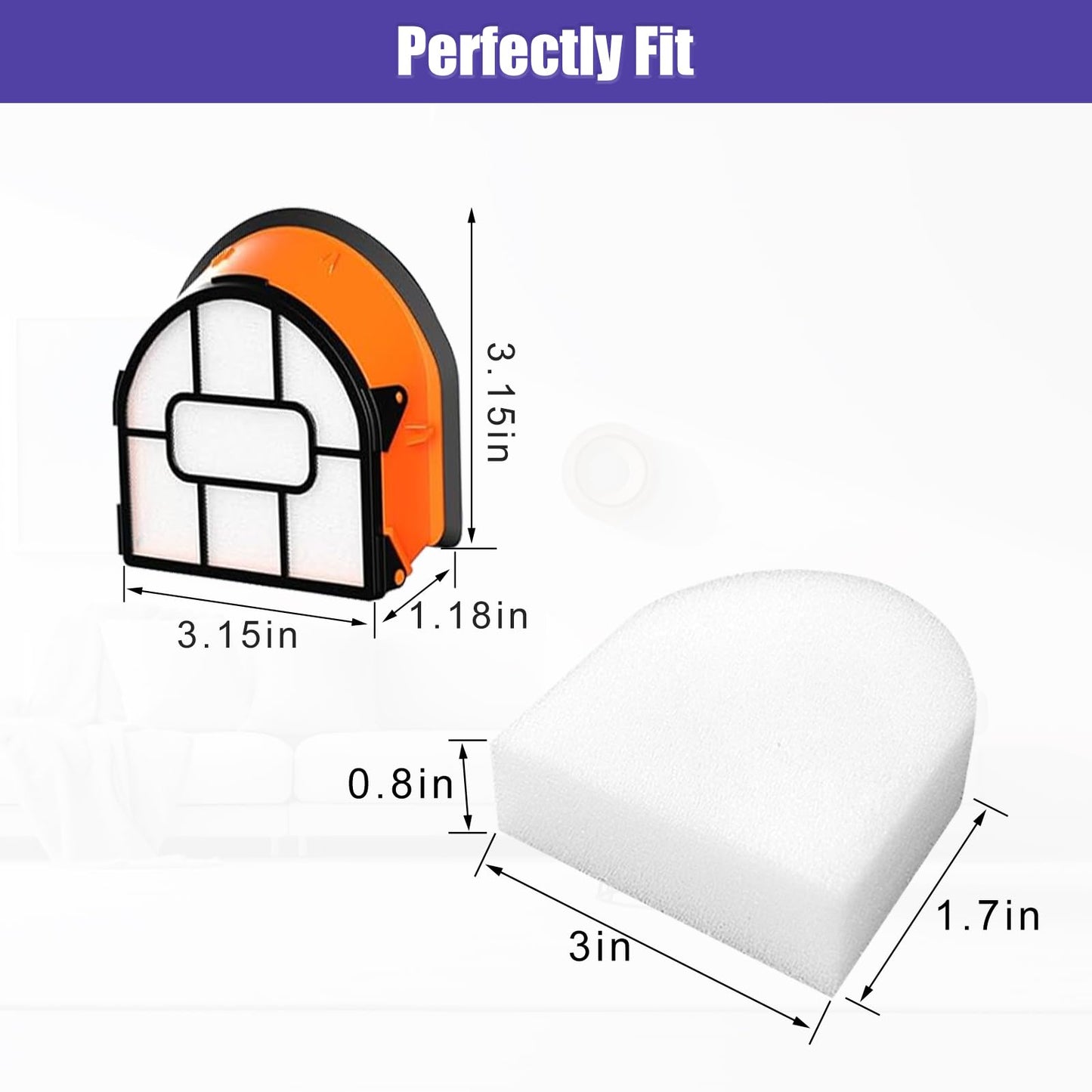Replacement Foam Filters for Shark WD101 WD201 WD100 WD200 AW302 AW201 AW261 WD160 WD161 AW161 & MessMaster WD261 HydroVac XL 3-in-1 Vacuum Cleaner Parts# WDB1, WDB2, WDFF1, WDFF2, WDB1F2-8Pack