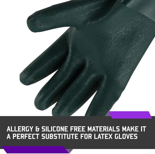 Glove Station Heavy Duty Rubber Gloves - Chemical Resistant, Textured Finish, Durable PVC Coating
